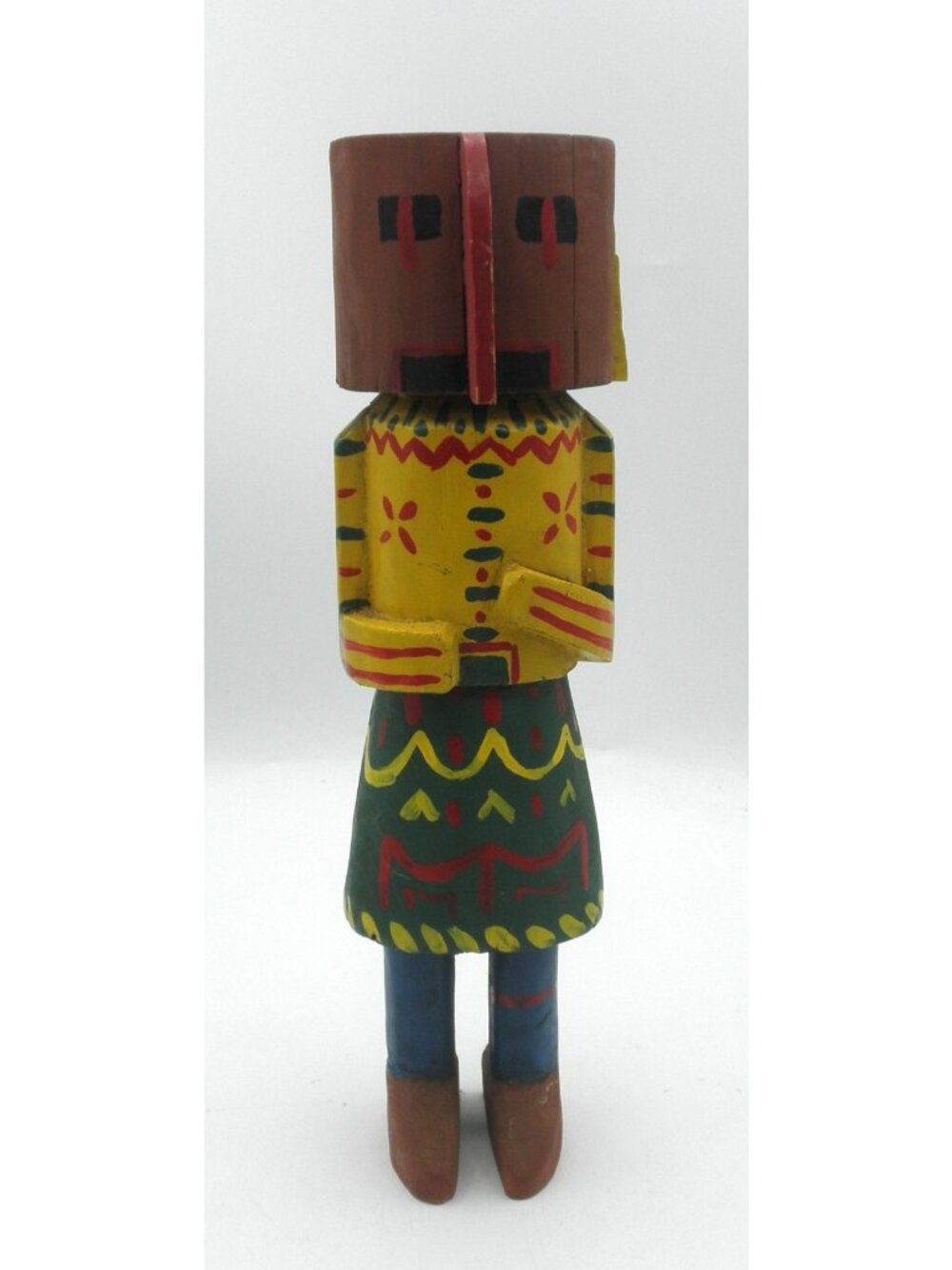 Vintage Hand Carved Wooden Kachina Doll Hand Painted Primitive Folk Art AS IS
